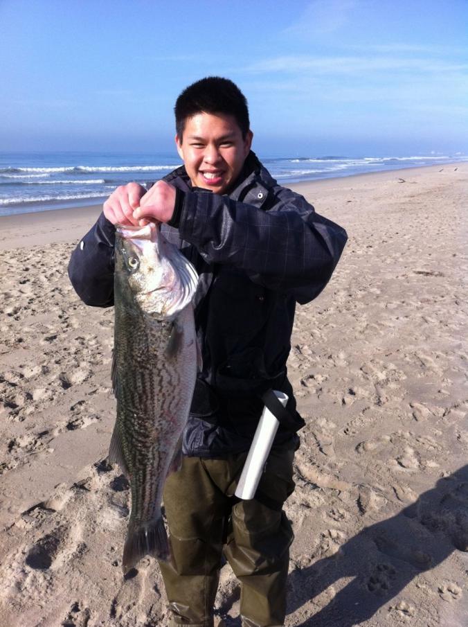 First surf-caught STRIPER 30 INCHES